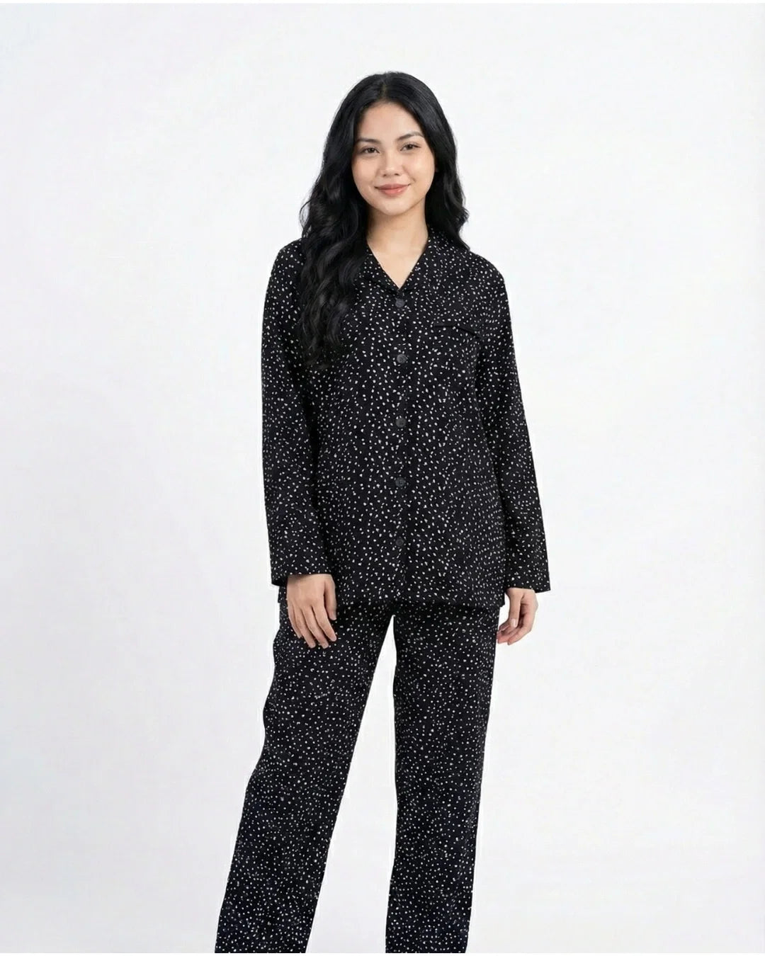 Sajiero Linen Pajama Suit Blushy Heart White