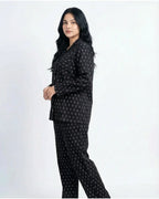 Sajiero Linen Pajama Suit Black Tulip