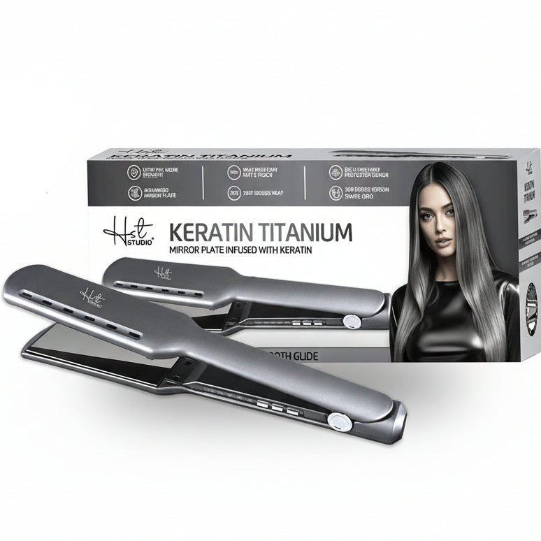 HST Studio Keratin Titanium Mirror Plate Hair Straightener HST-9662