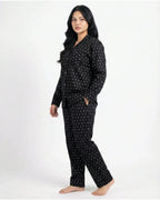 Sajiero Linen Pajama Suit Black Tulip