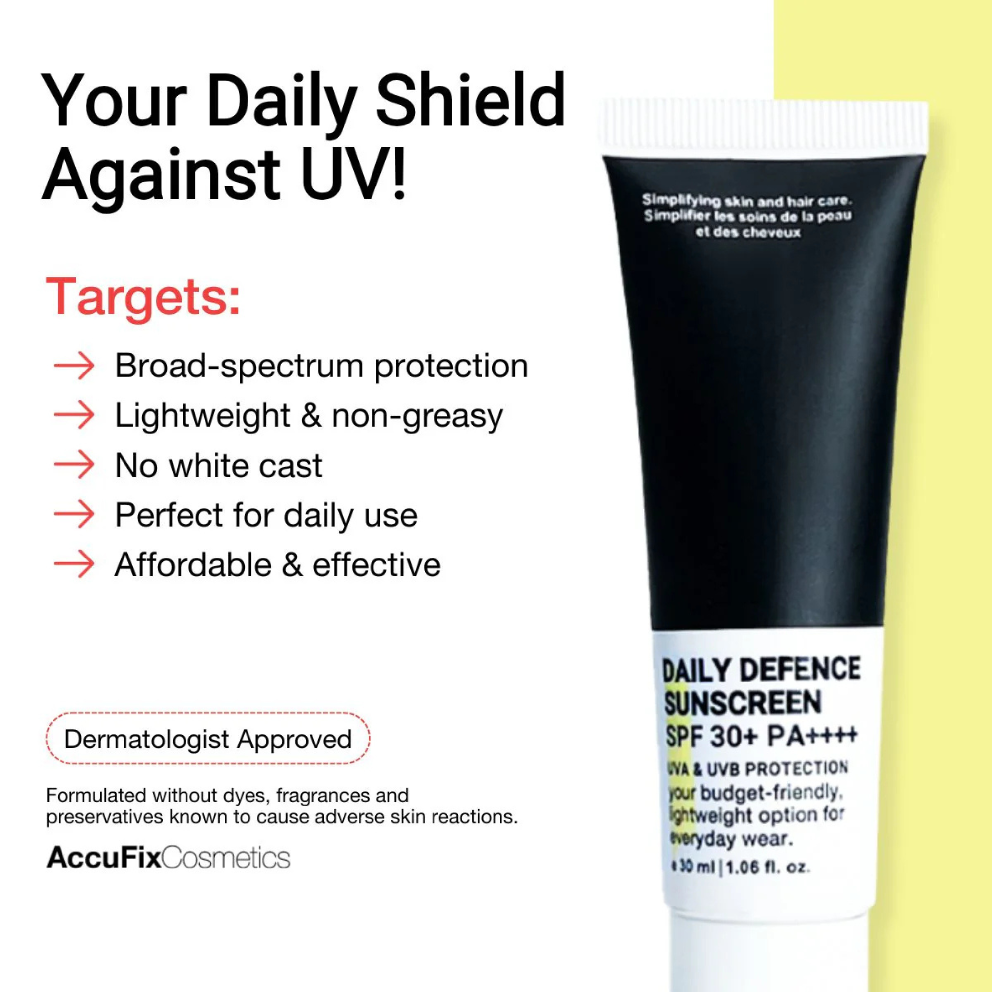 AccuFix Cosmetics Daily Defence Sunscreen SPF 30+ PA+++