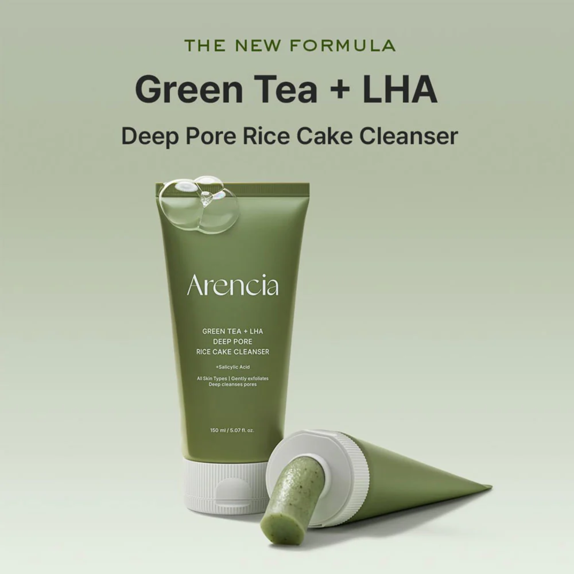 Arencia Green Tea + LHA Deep Pore Rice Cake Cleanser