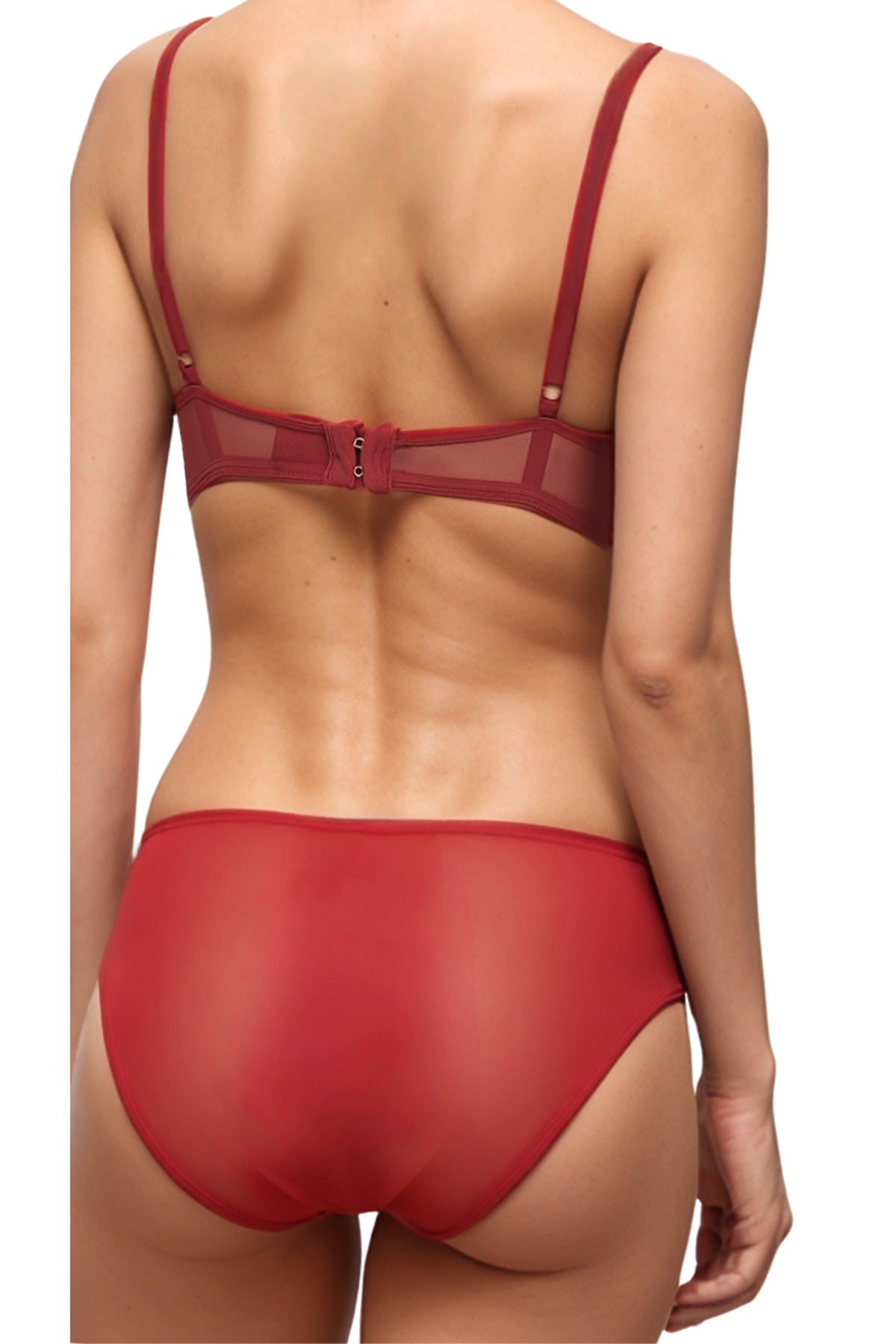 BLS Aria Padded And Wired Strapless Demi Bra Set Red