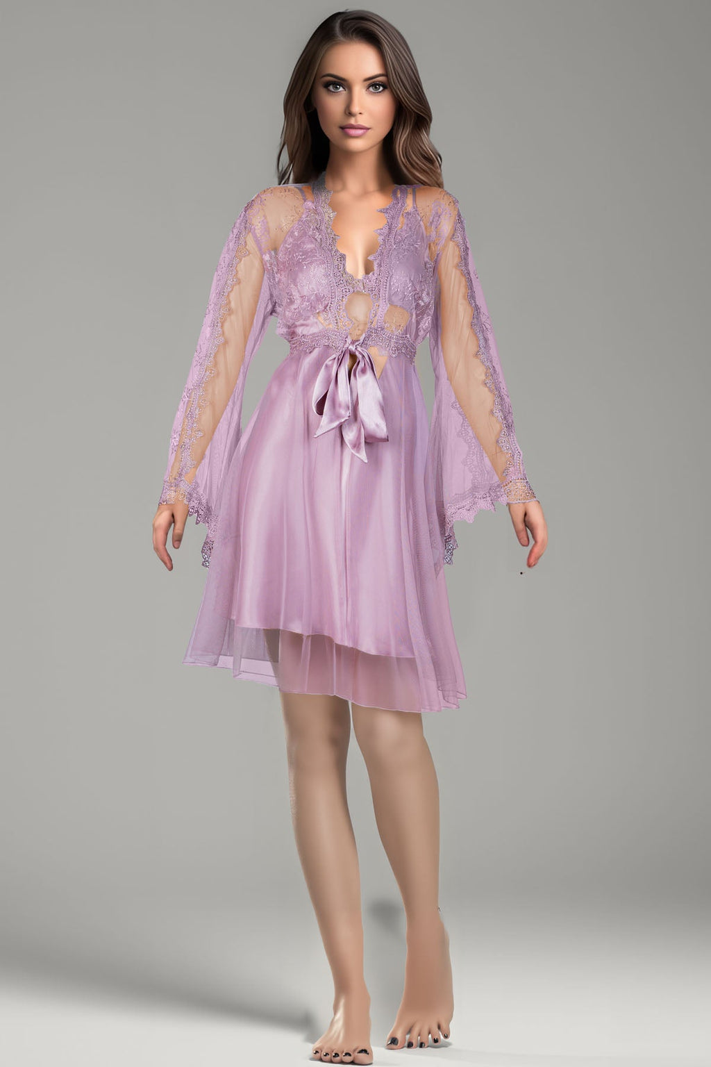 BLS Babette Silk And Lace Nighty Rose