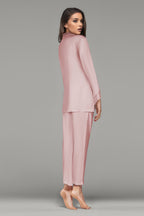 BLS Baran Lace And Viscose Pajama Set Salmon