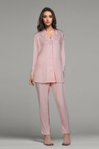 BLS Baran Lace And Viscose Pajama Set Salmon