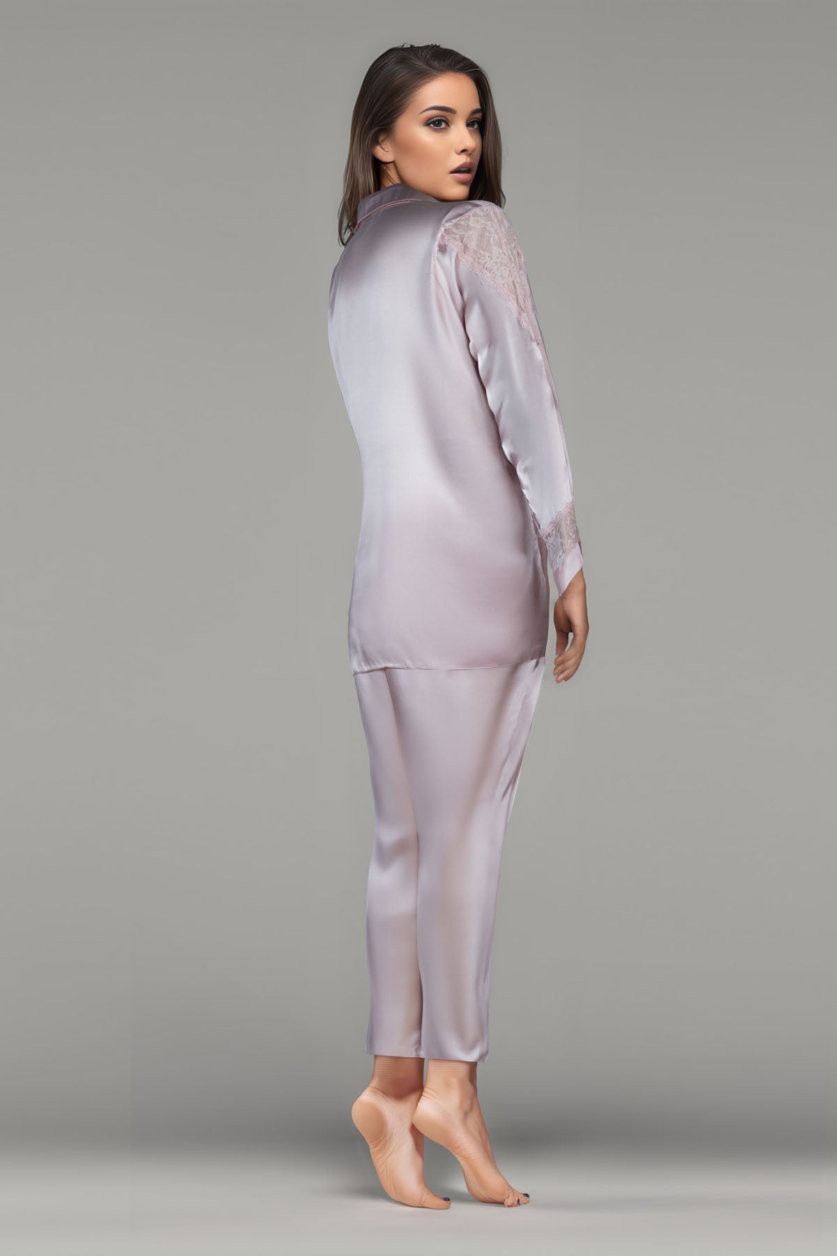 BLS Beulah Silk Pajama Set Powder Pink