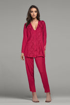 BLS Bluma Lace And Viscose Pajama Set Burgundy