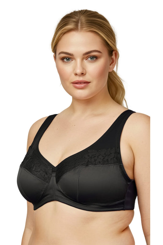 BLS Daisy Non Padded Minimizer Bra Black