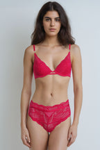 BLS Eartha Wired And Paded Lace Bra Set Red