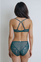 BLS Edwina Wired And Non Padded Lace Bra Set Dark Green