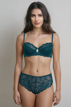 BLS Edwina Wired And Non Padded Lace Bra Set Dark Green