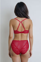 BLS Edwina Wired And Non Padded Lace Bra Set Red