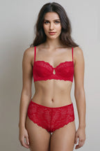 BLS Edwina Wired And Non Padded Lace Bra Set Red