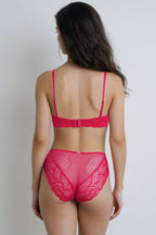 BLS Eliana Wired And Padded Strapless Lace Bra Set Red