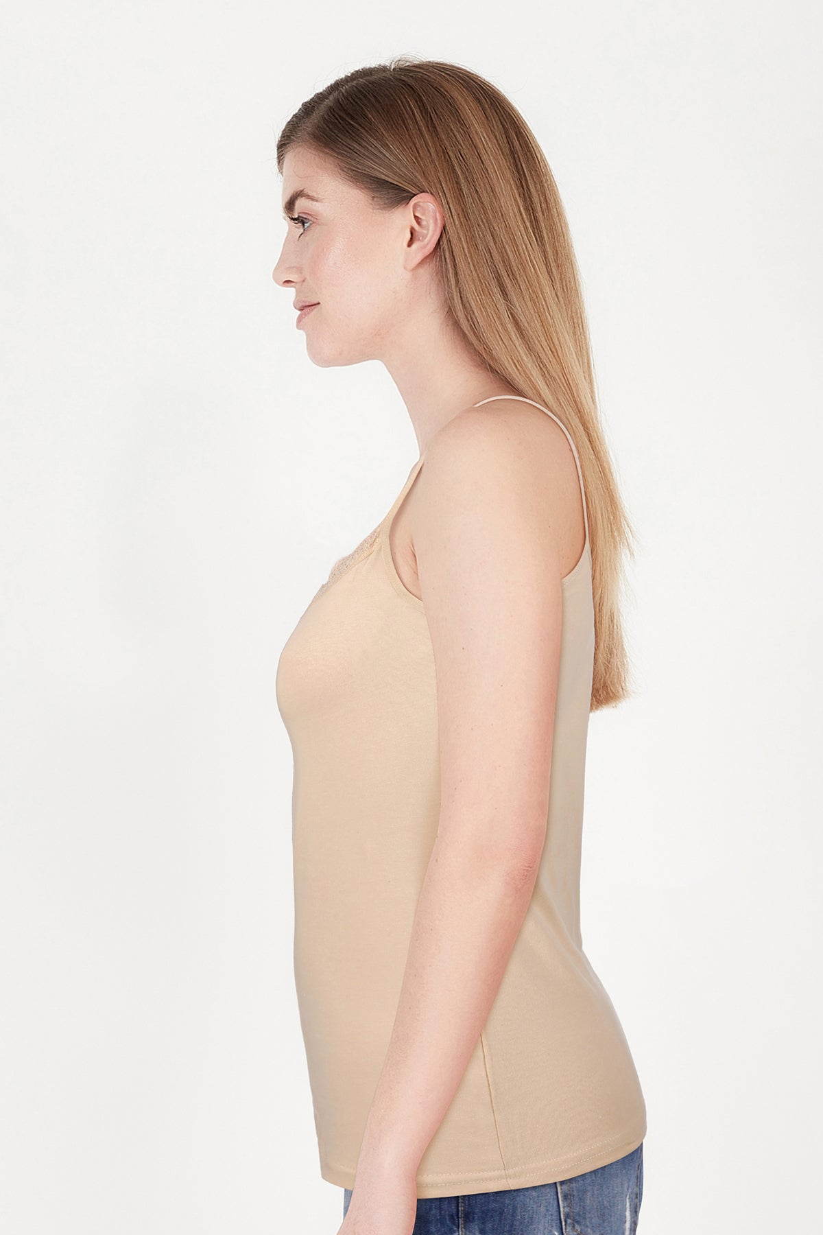 BLS Zendaya Stretchable Cotton Camisole Beige