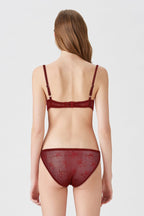 BLS Antona Wired And Pushup Lace Bra Set Burgundy