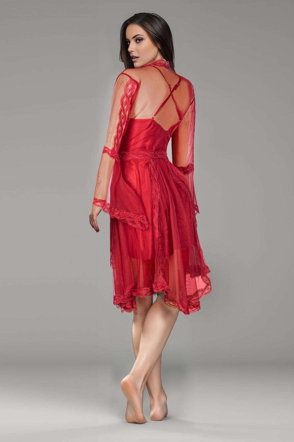 BLS Bea Silk And Lace Nighty Burgundy