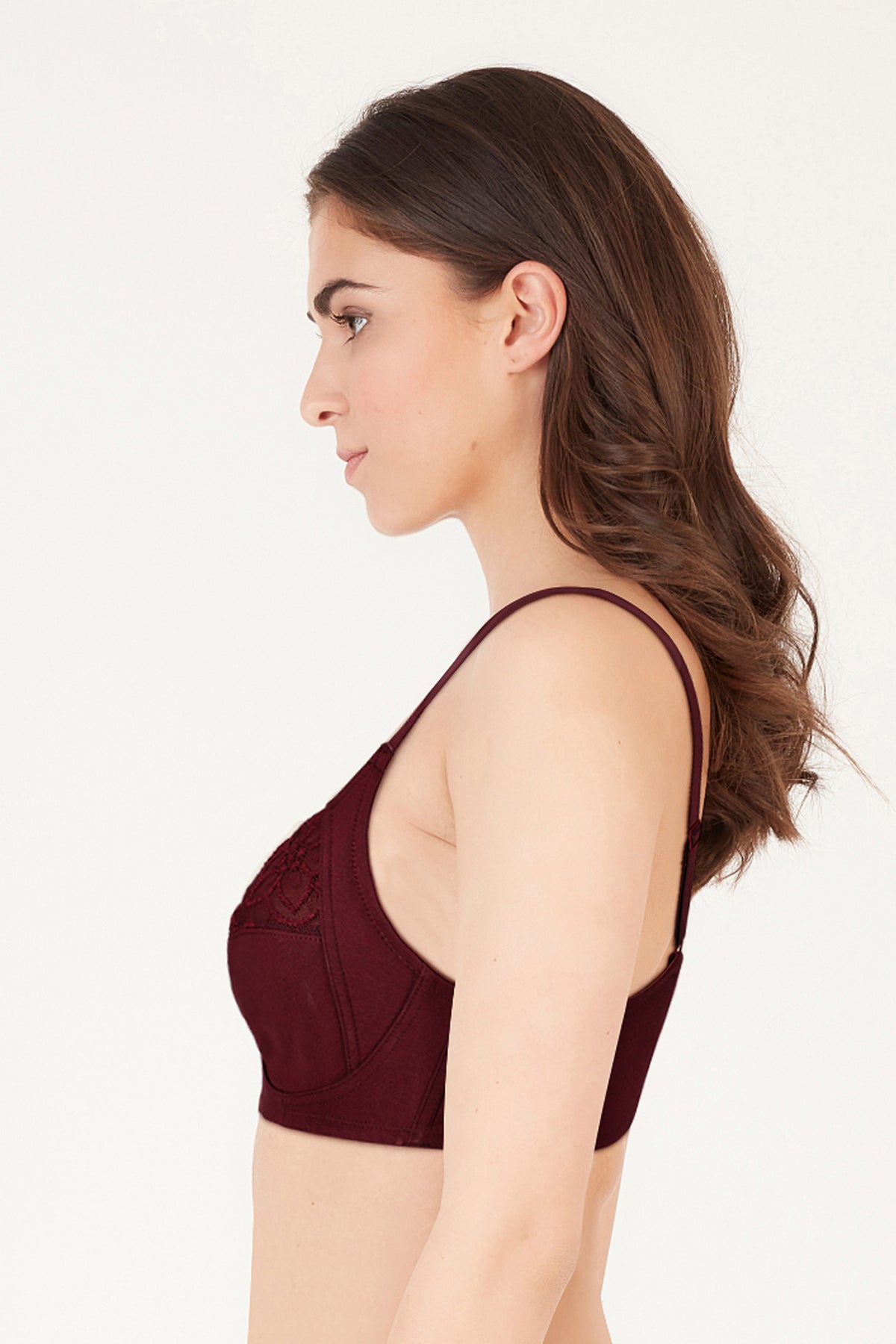 BLS Cansu Non Wired And Non Padded Cotton Bra Berry 34D