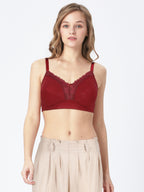 BLS Colette Non Wired And Non Padded Cotton Bra Burgundy 34DD