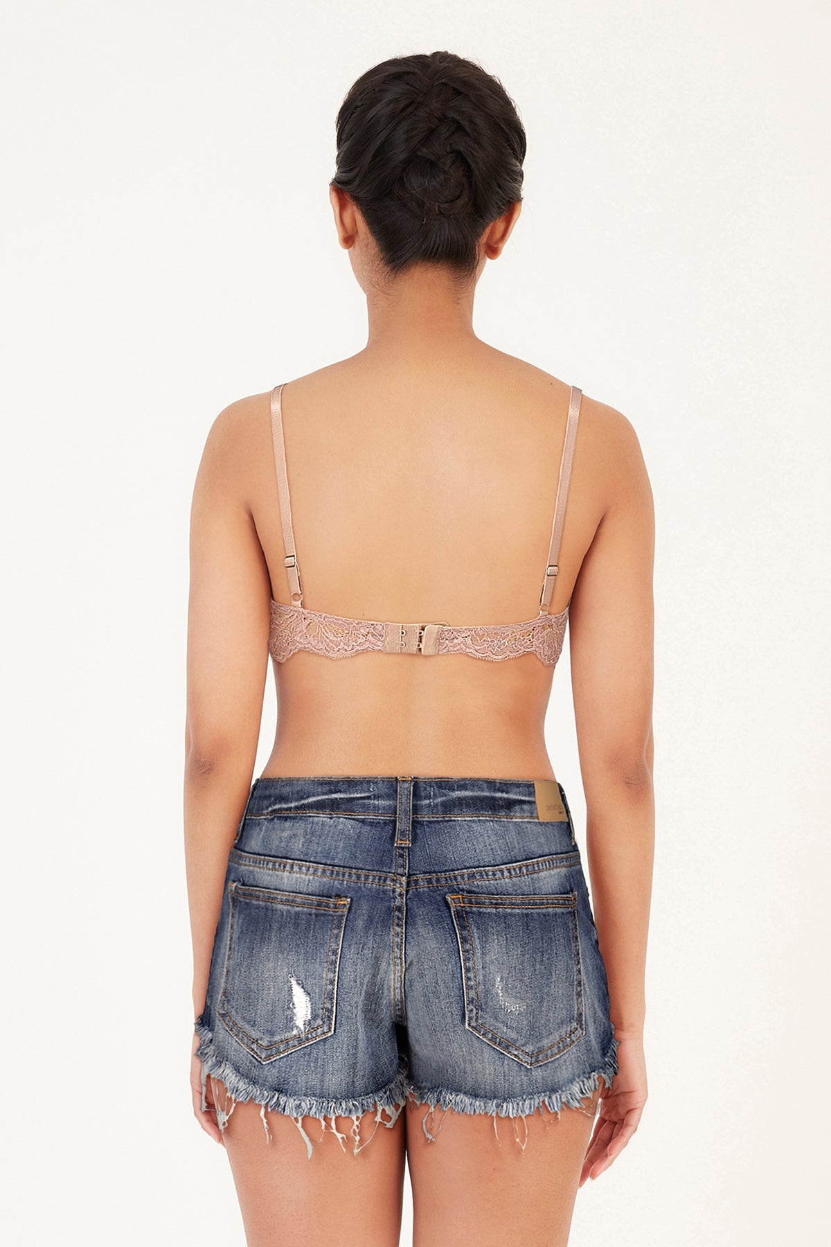 BLS Defne Wired And Pushup Lace Bra Stone