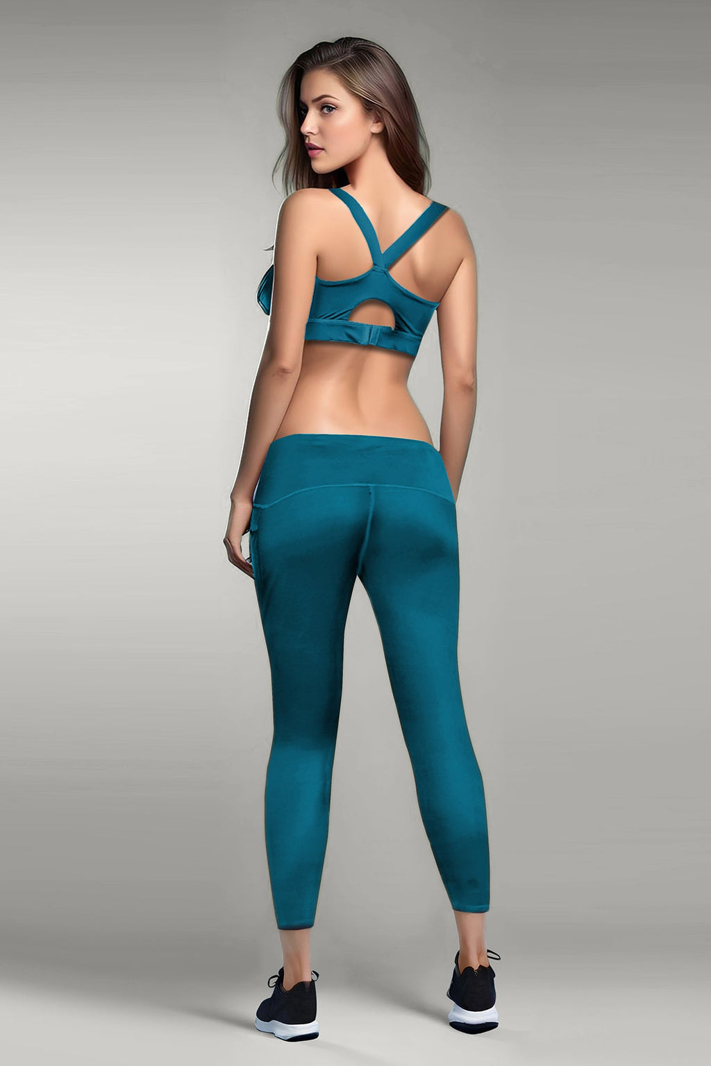 BLS Eleanor Padded Sports Bra And Tights Set Green