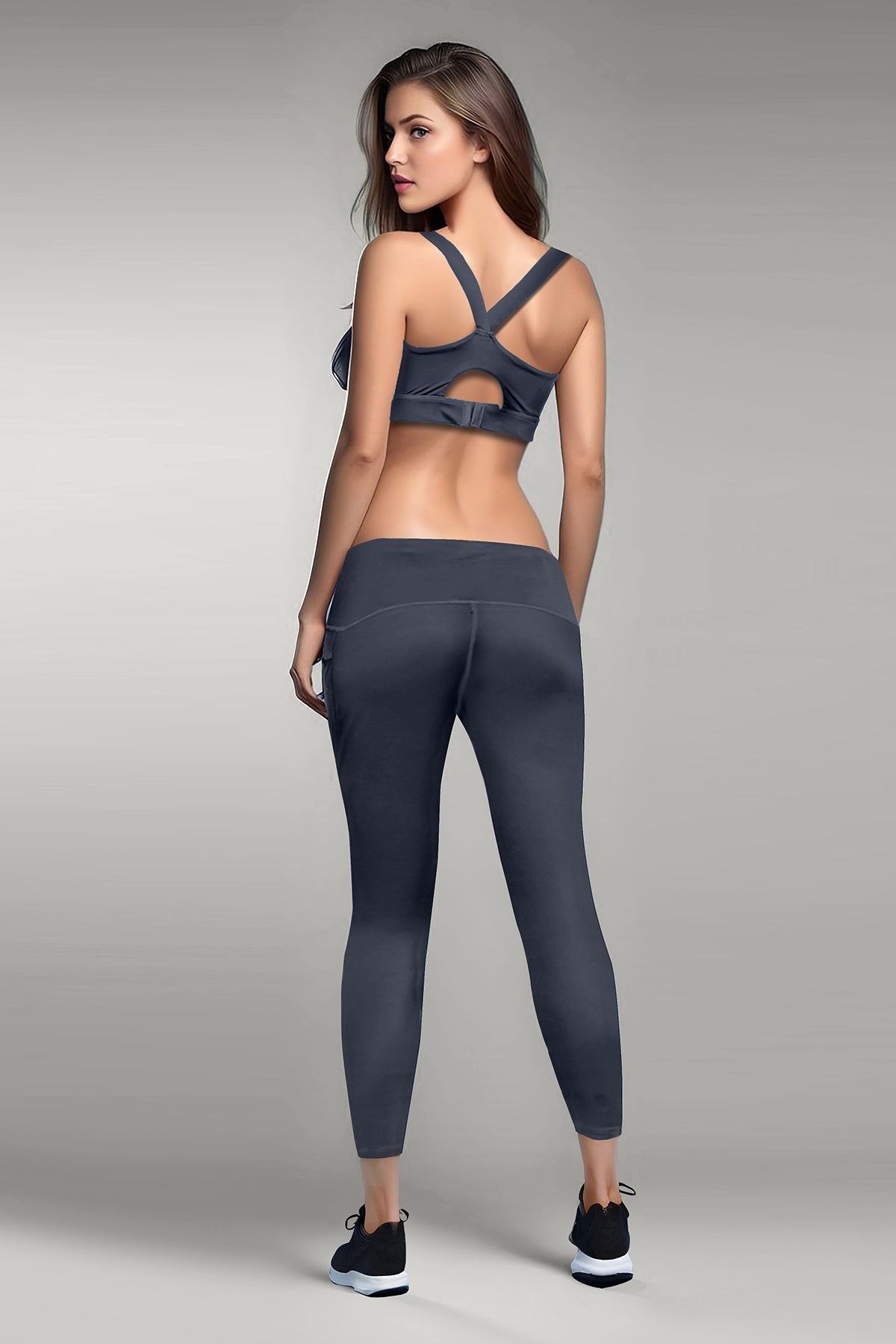 BLS Eleanor Padded Sports Bra And Tights Set Grey