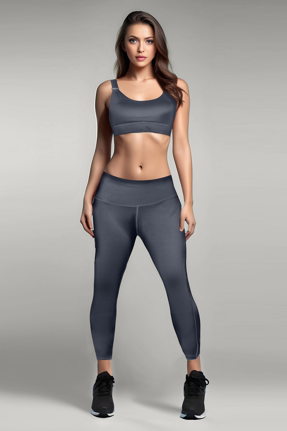 BLS Eleanor Padded Sports Bra And Tights Set Grey