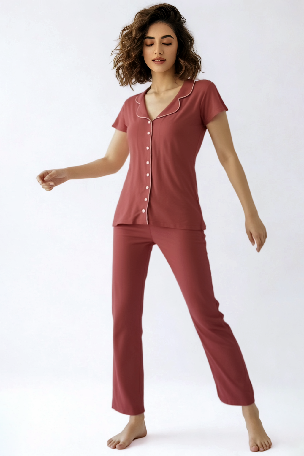 BLS Misty Viscose Pajama Set Rust