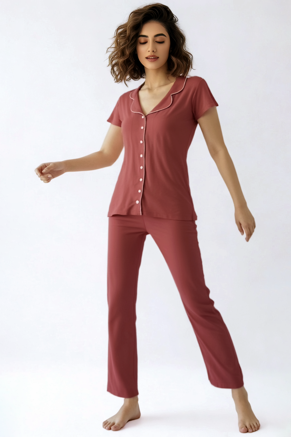 BLS Misty Viscose Pajama Set Rust
