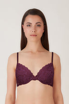 BLS Passion Wired And Pushup Lace Bra Berry