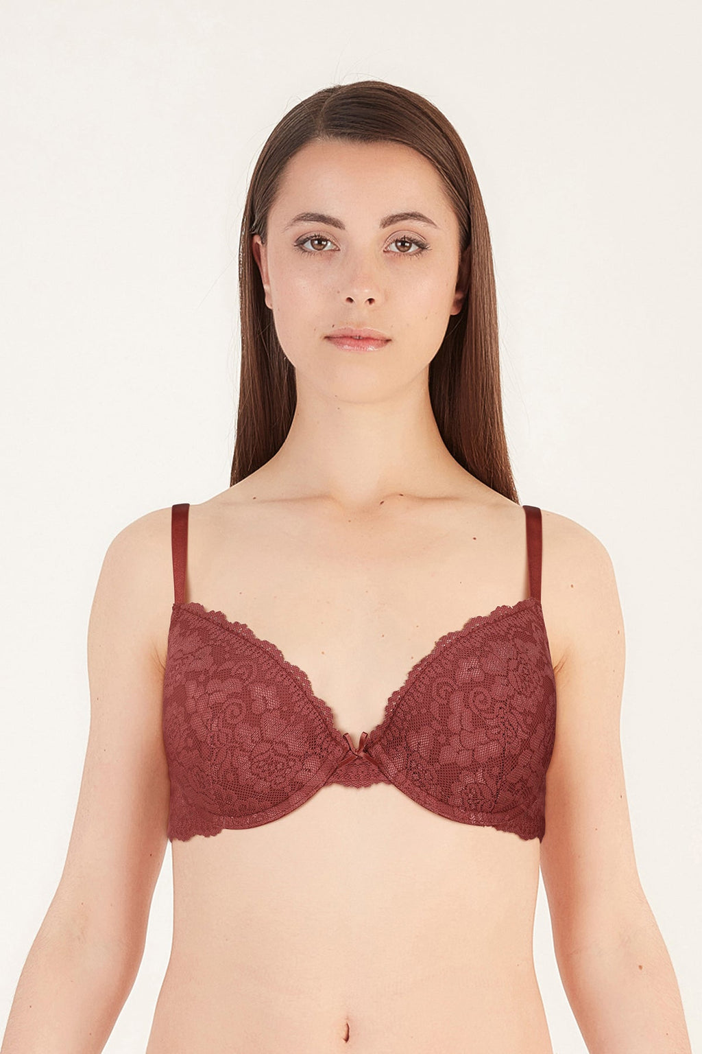 BLS Passion Wired And Pushup Lace Bra Cherry