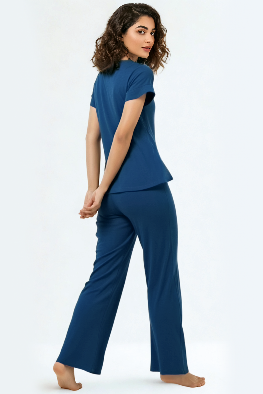 BLS Seren Viscose Pajama Set Teal Blue