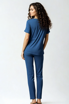 BLS Seren Viscose Pajama Set Teal Blue