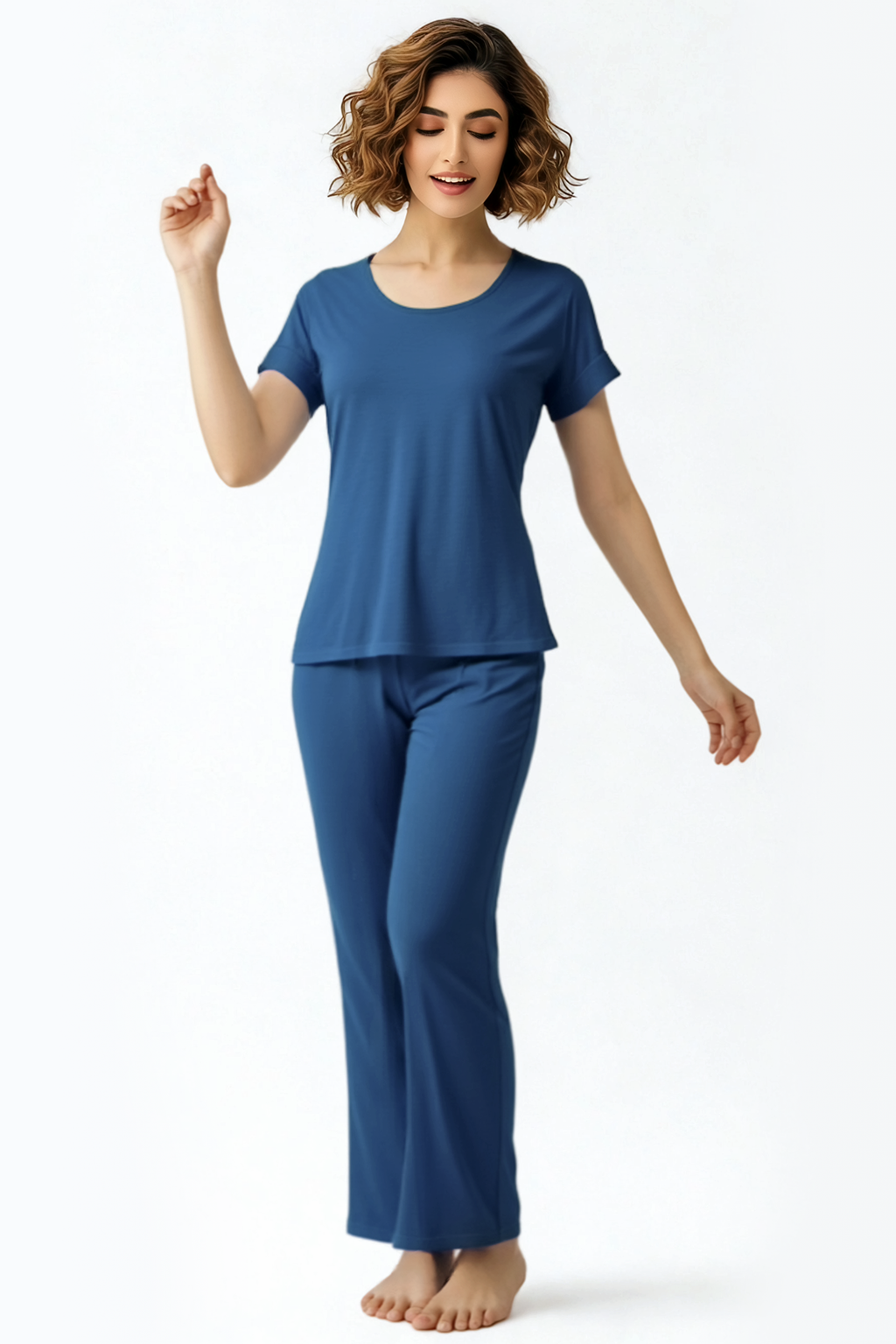 BLS Seren Viscose Pajama Set Teal Blue
