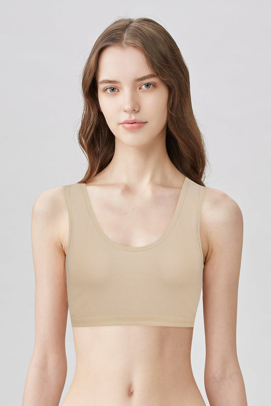 BLS Zalfa Non Padded Cotton Teen Crop Top Beige
