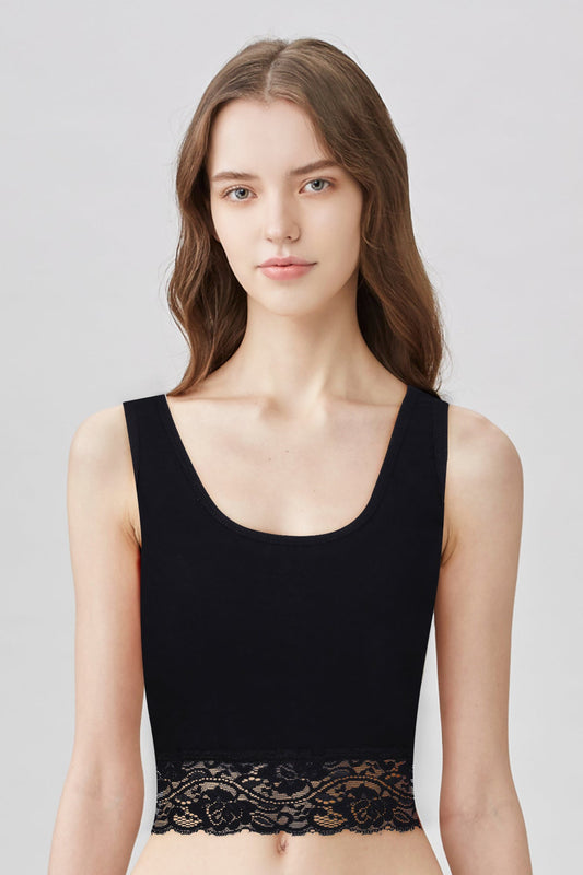 BLS Zisel Padded Cotton Teen Crop Top Black