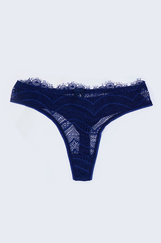 BLS Lenore Lace Thong Navy Blue