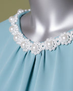 Loom Pakistan Beaded Neck Top Aqua Green