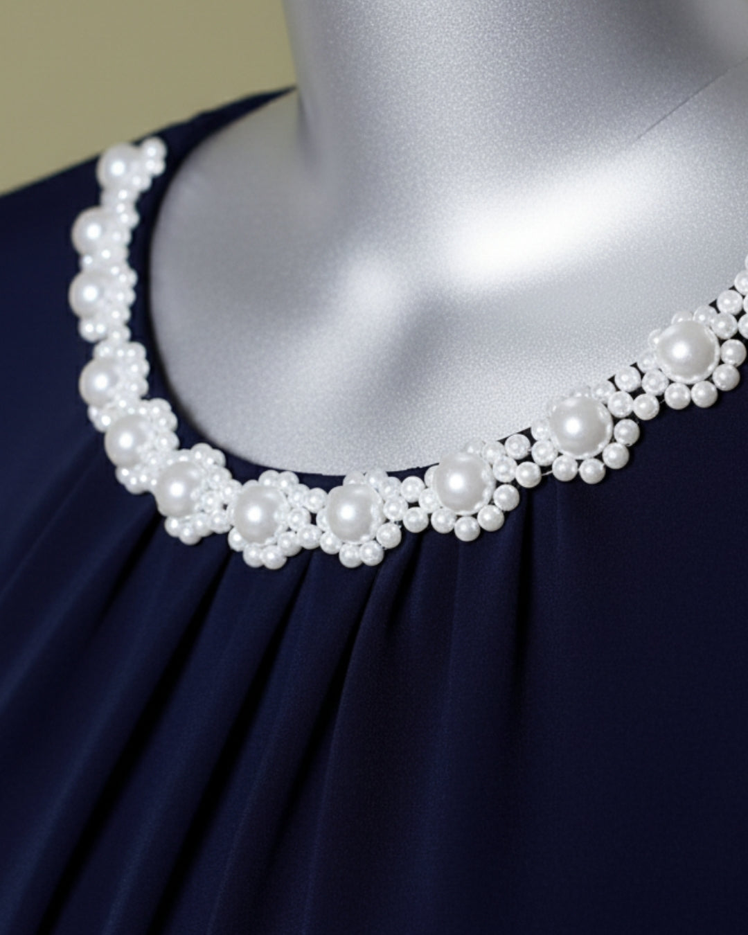 Loom Pakistan Beaded Neck Top Navy Blue