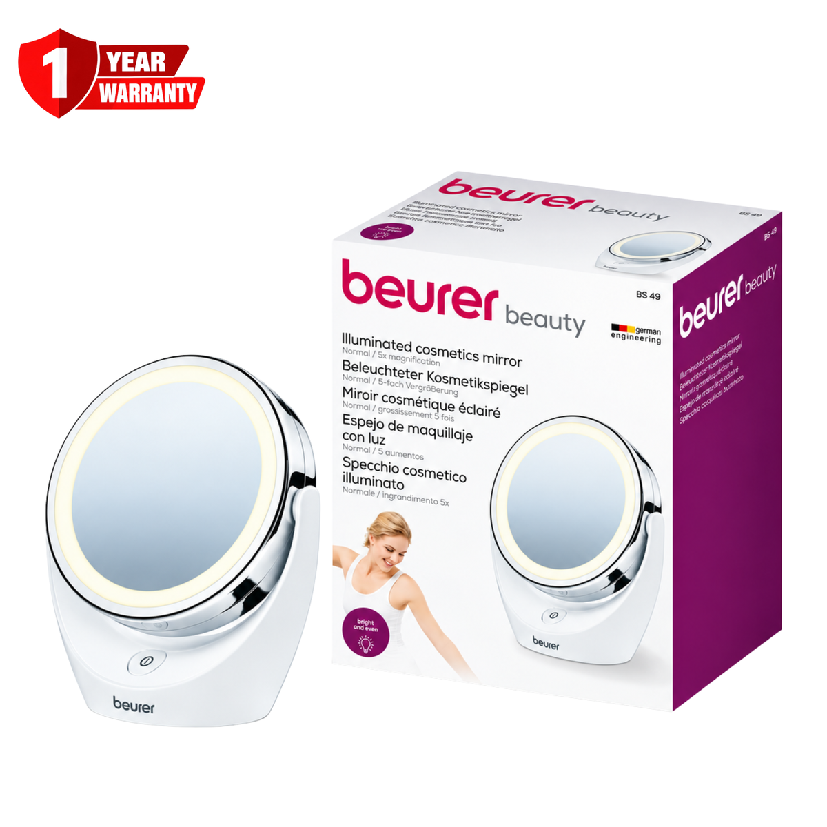 Beurer Illuminated Cosmetics Mirror 5X BS-49
