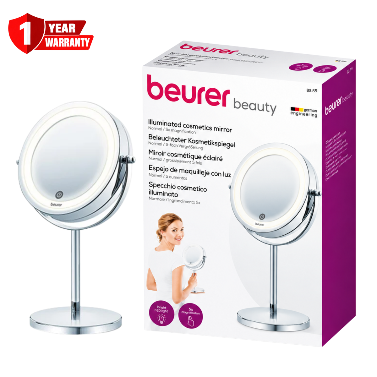 Beurer Illuminated Cosmetics Mirror 7X BS-55