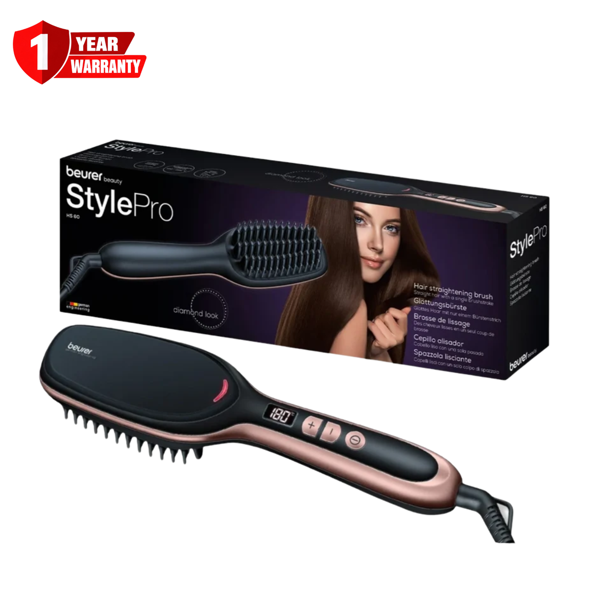 Beurer Style Pro Diamond Look Hair Straightening Brush HS-60