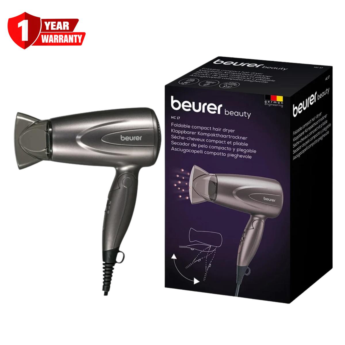 Beurer Style Pro Foldable Compact Hair Dryer HC-17