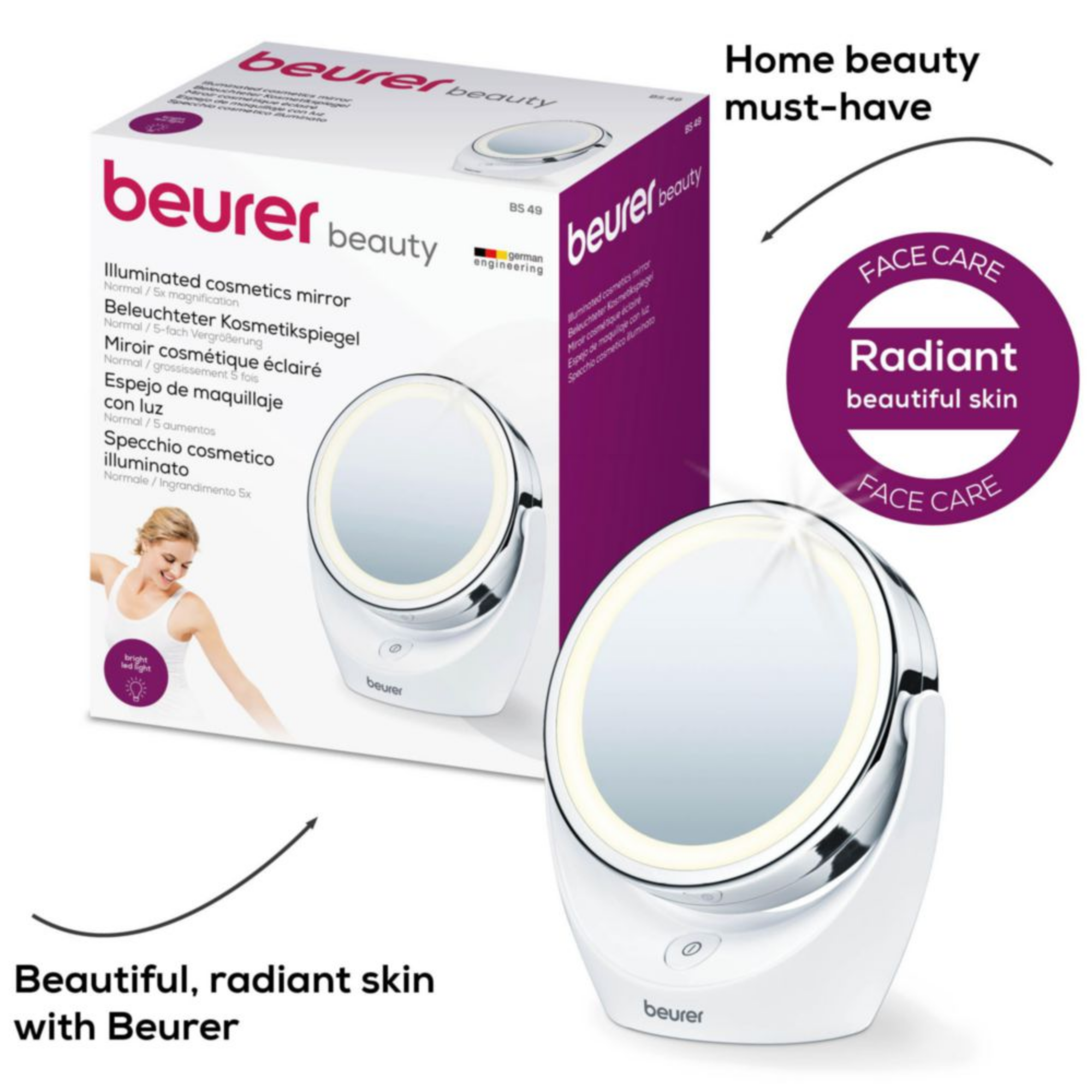 Beurer Illuminated Cosmetics Mirror 5X BS-49