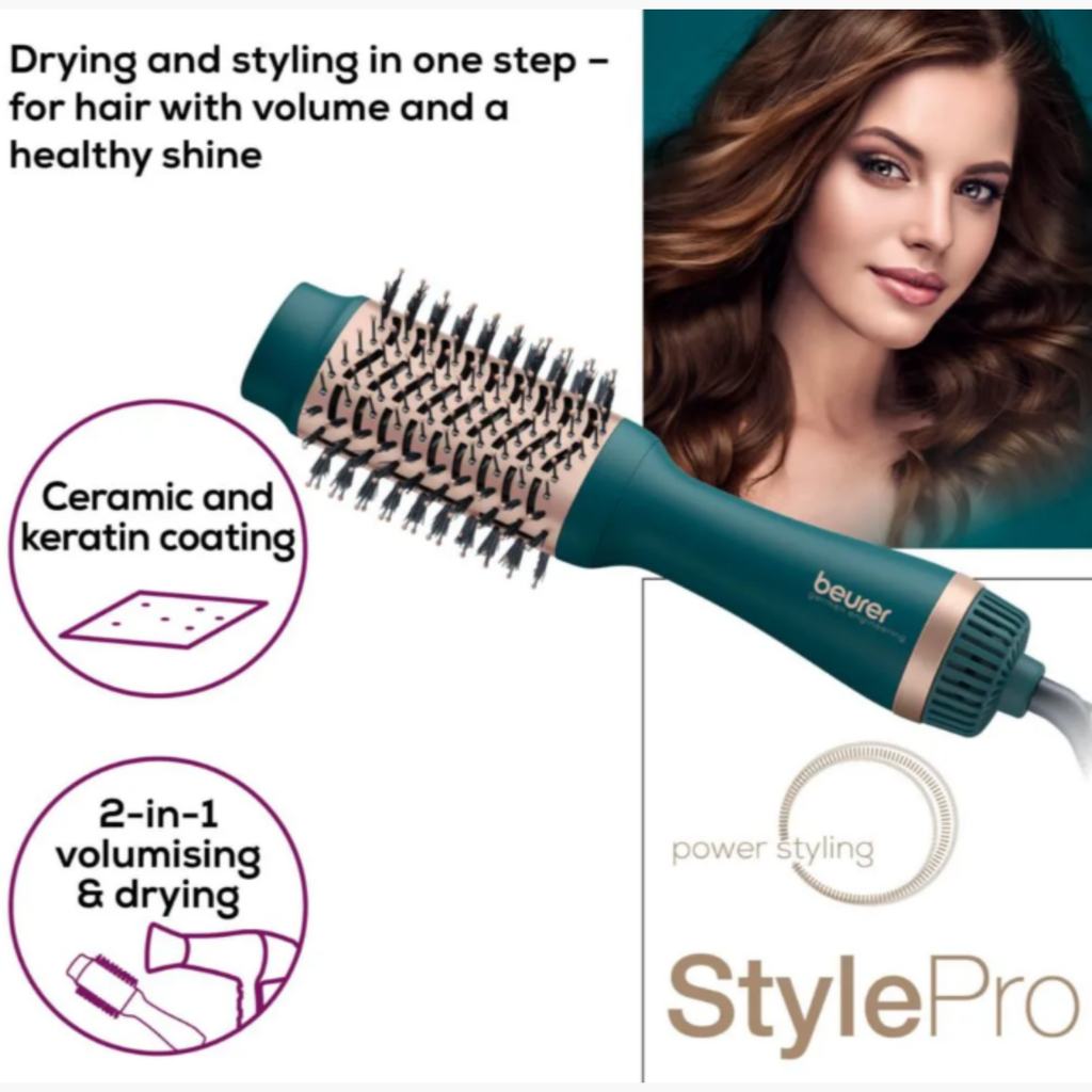 Beurer Style Pro 2 In 1 Volumizing Hair Dryer Brush Ocean HC-45