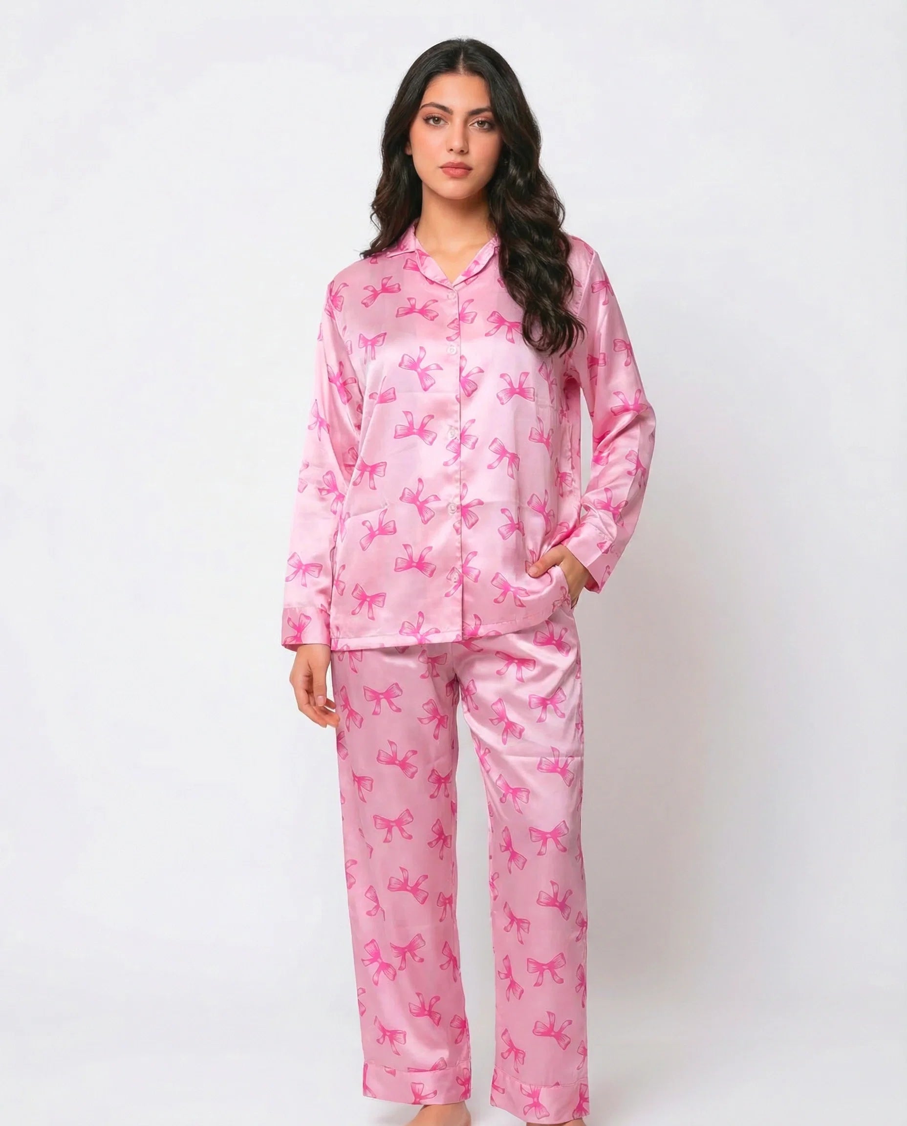 Sajiero Silk PJ Set Blush Coquette