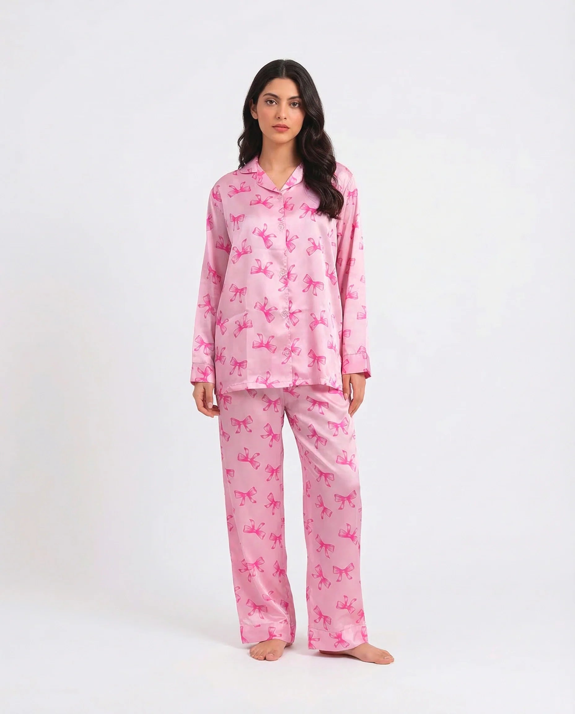 Sajiero Silk PJ Set Blush Coquette