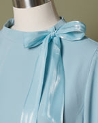 Loom Pakistan Bow Neck Top Aqua Blue