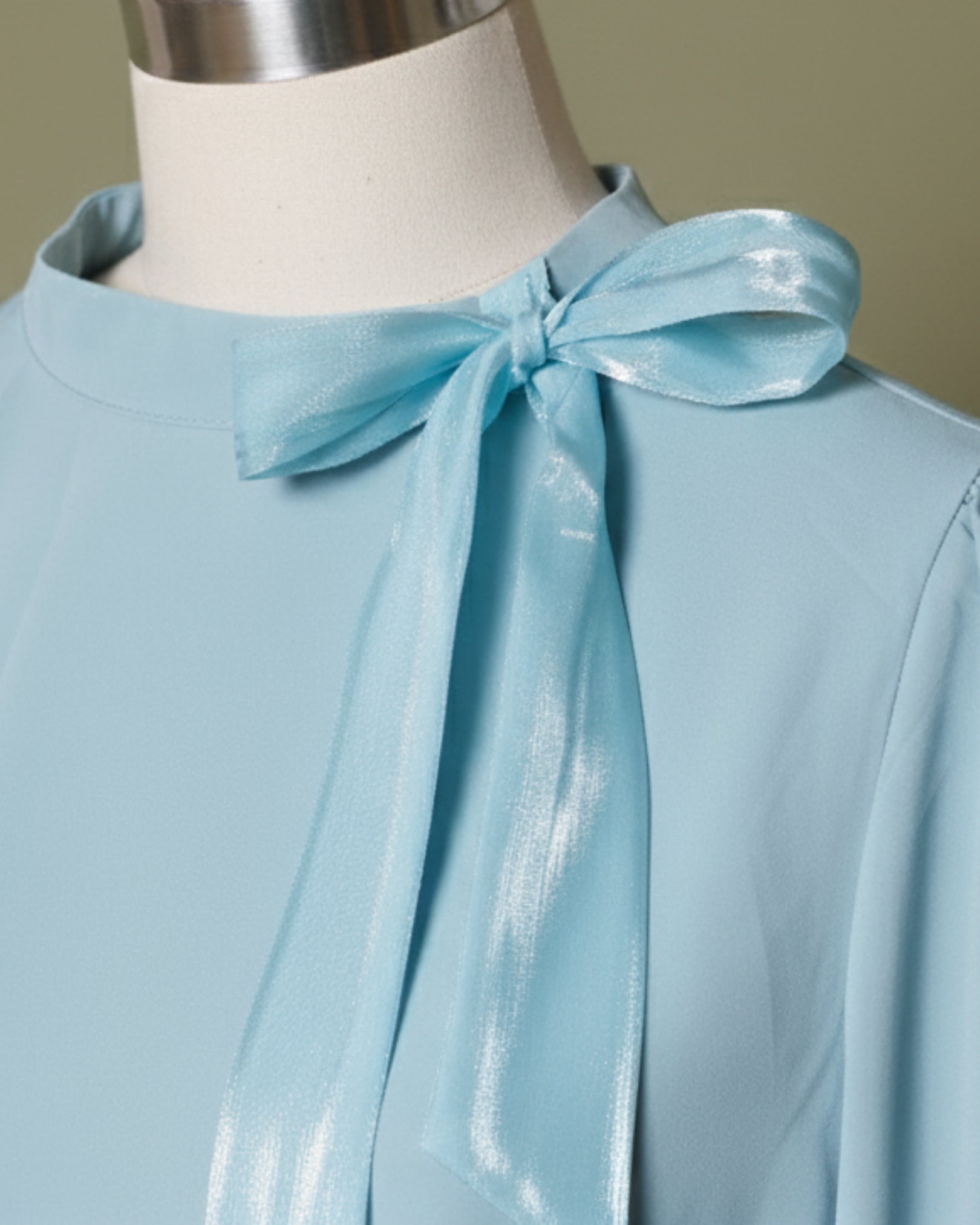 Loom Pakistan Bow Neck Top Aqua Blue